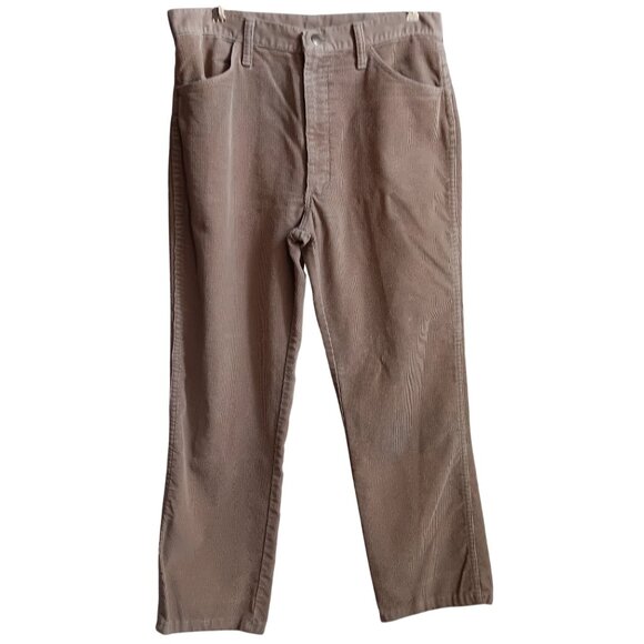 33x28 Fit Vtg 80's Rustler Mens Corduroy Western Bootcut Jeans USA Tan Cowboy - Picture 1 of 6